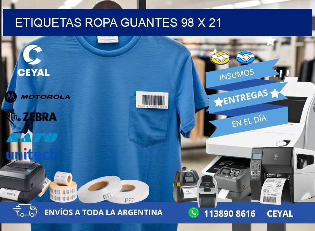 ETIQUETAS ROPA GUANTES 98 x 21