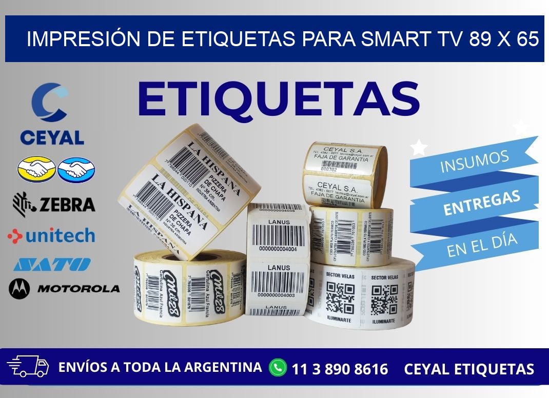 IMPRESIÓN DE ETIQUETAS PARA SMART TV 89 x 65