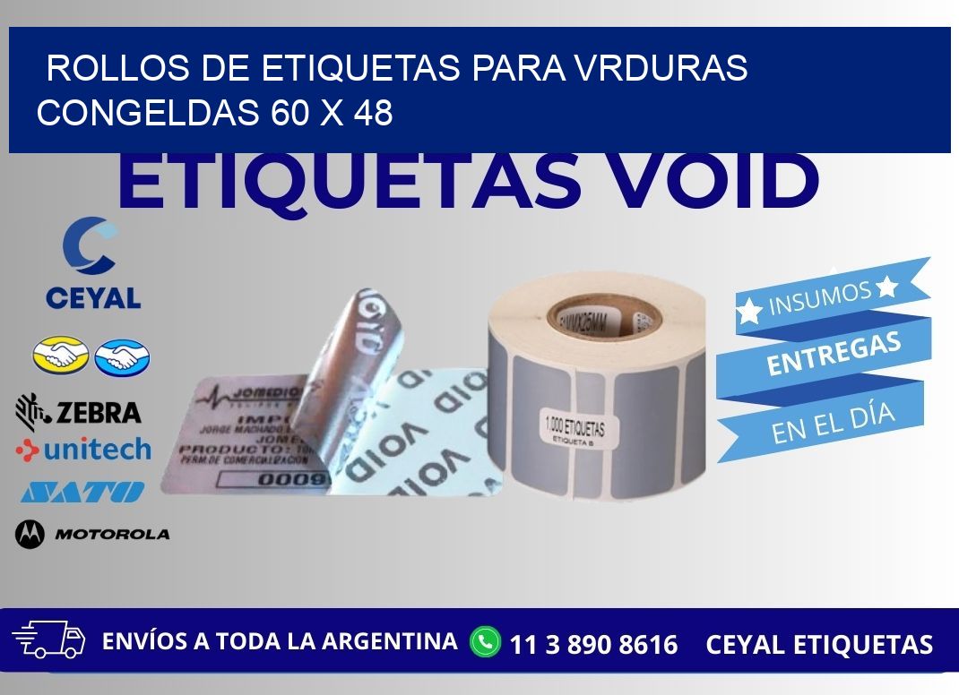 ROLLOS DE ETIQUETAS PARA VRDURAS CONGELDAS 60 x 48