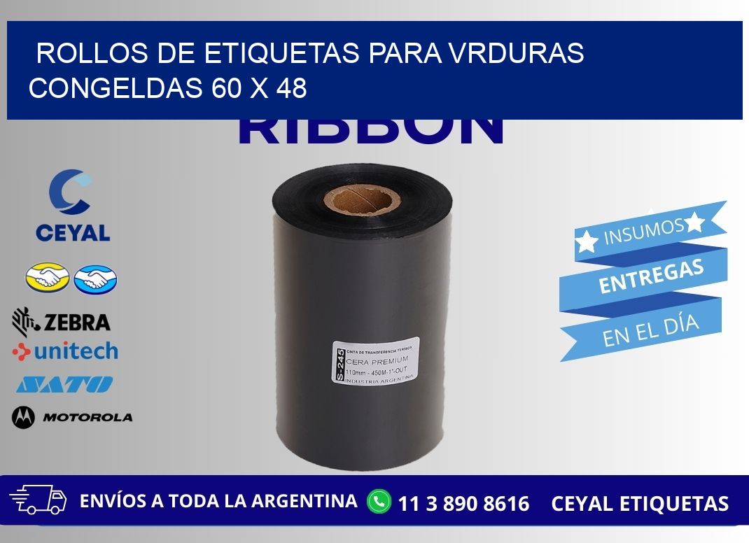 ROLLOS DE ETIQUETAS PARA VRDURAS CONGELDAS 60 x 48