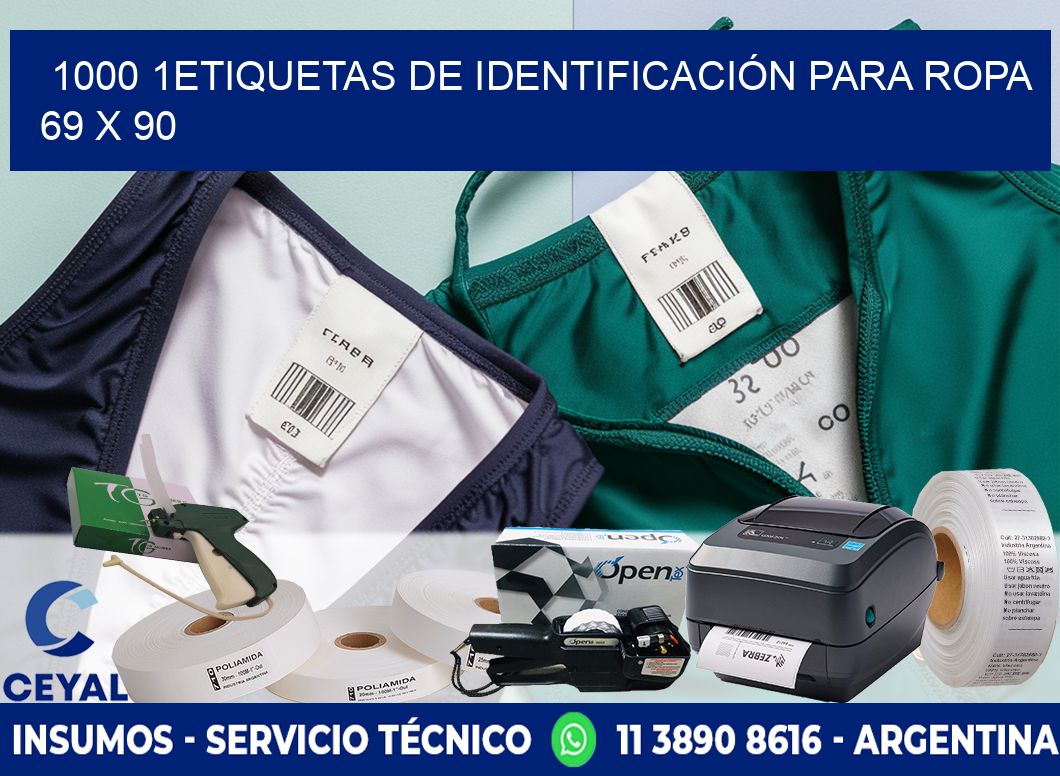 1000 1ETIQUETAS DE IDENTIFICACIÓN PARA ROPA 69 x 90