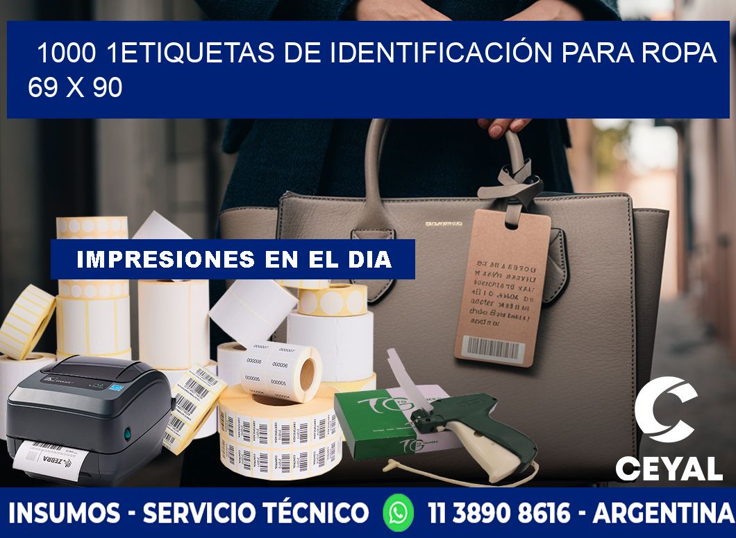 1000 1ETIQUETAS DE IDENTIFICACIÓN PARA ROPA 69 x 90