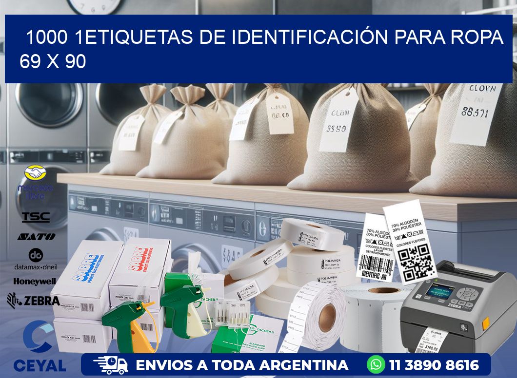 1000 1ETIQUETAS DE IDENTIFICACIÓN PARA ROPA 69 x 90