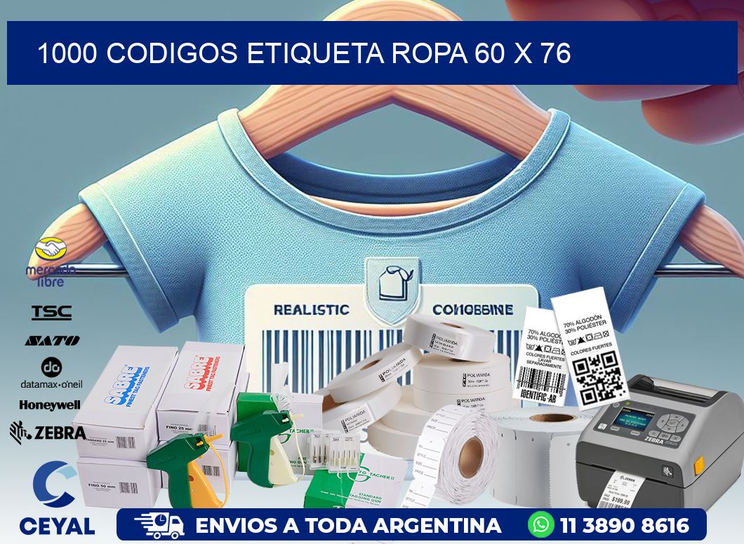 1000 CODIGOS ETIQUETA ROPA 60 x 76