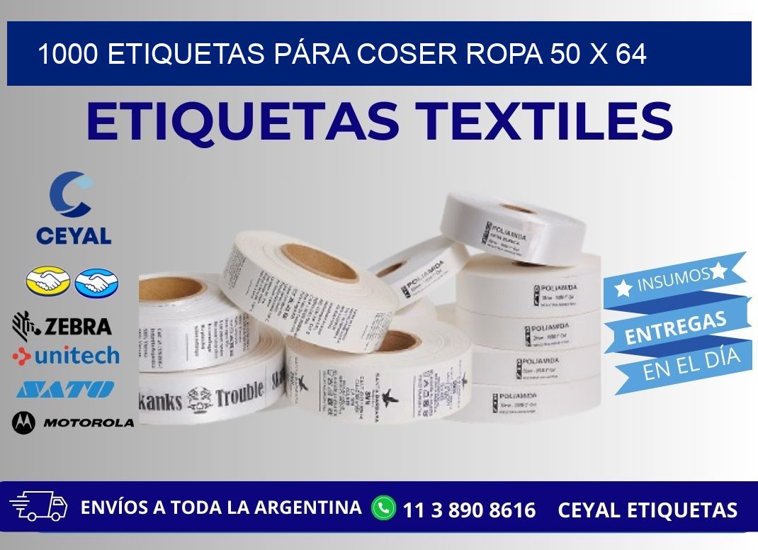 1000 ETIQUETAS PÁRA COSER ROPA 50 x 64