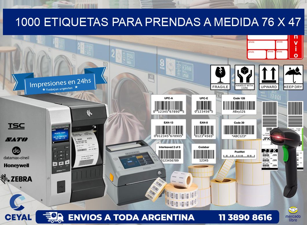 1000 ETIQUETAS PARA PRENDAS A MEDIDA 76 x 47