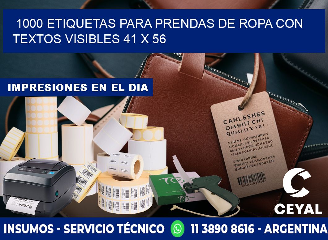 1000 ETIQUETAS PARA PRENDAS DE ROPA CON TEXTOS VISIBLES 41 x 56