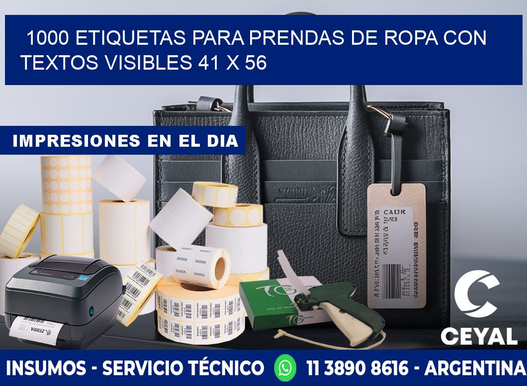 1000 ETIQUETAS PARA PRENDAS DE ROPA CON TEXTOS VISIBLES 41 x 56