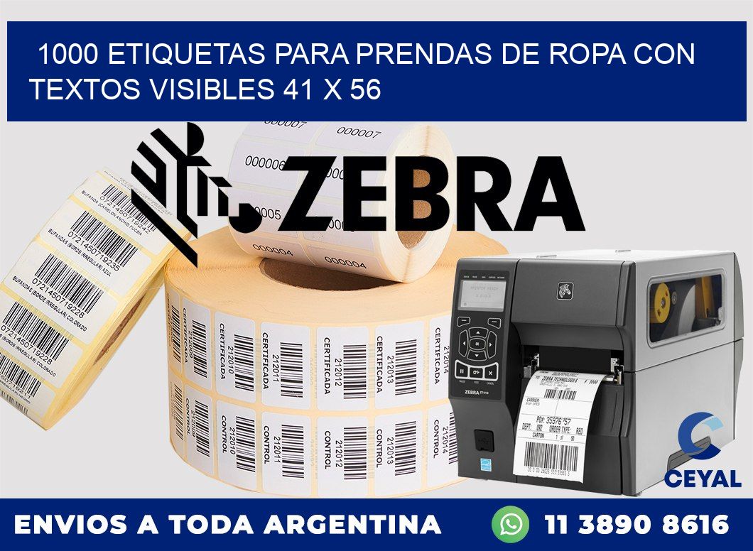 1000 ETIQUETAS PARA PRENDAS DE ROPA CON TEXTOS VISIBLES 41 x 56