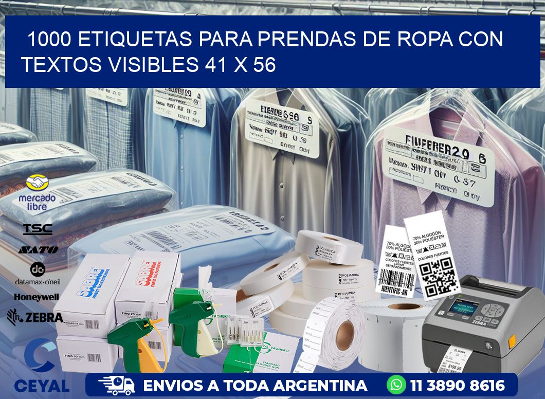 1000 ETIQUETAS PARA PRENDAS DE ROPA CON TEXTOS VISIBLES 41 x 56