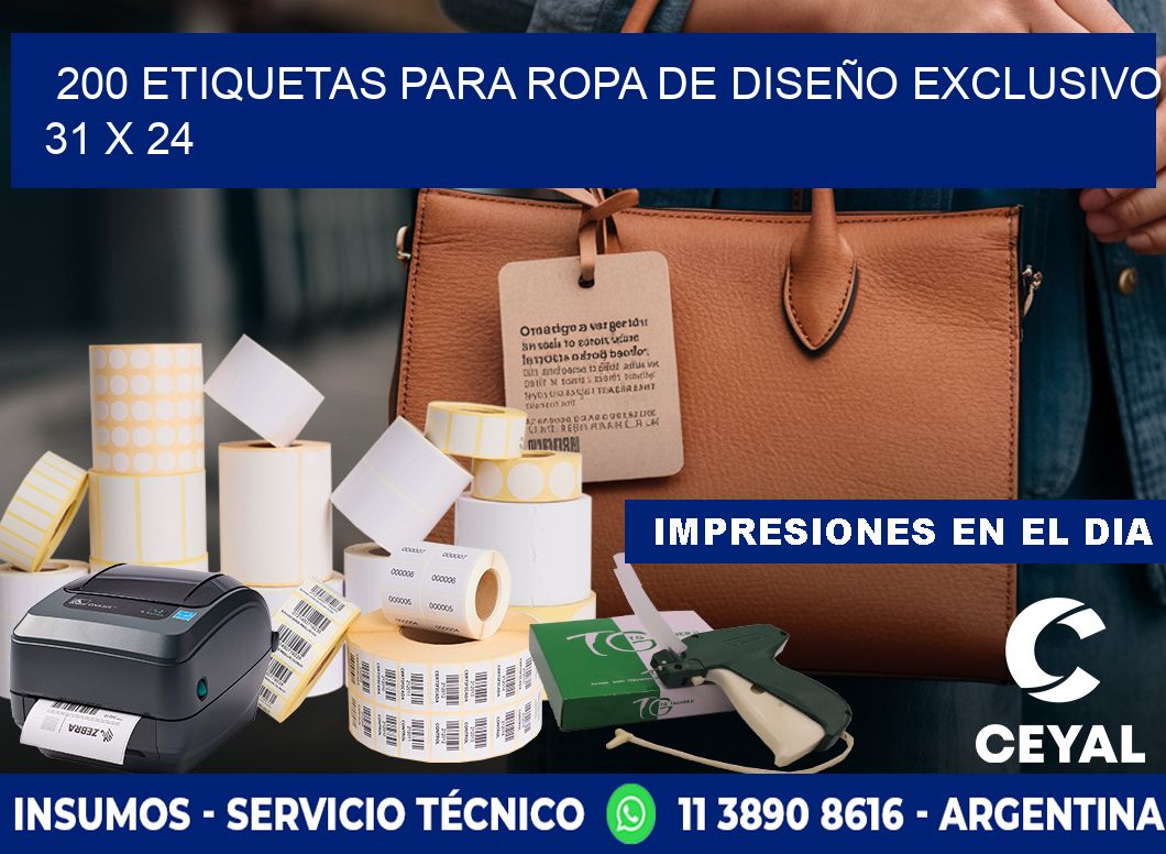 200 ETIQUETAS PARA ROPA DE DISEÑO EXCLUSIVO 31 x 24