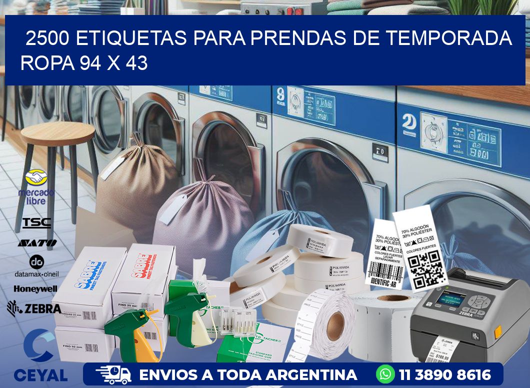 2500 ETIQUETAS PARA PRENDAS DE TEMPORADA ROPA 94 x 43