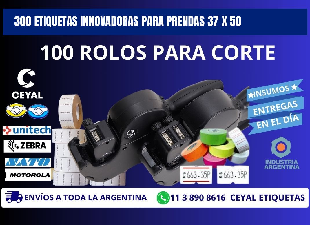 300 ETIQUETAS INNOVADORAS PARA PRENDAS 37 x 50