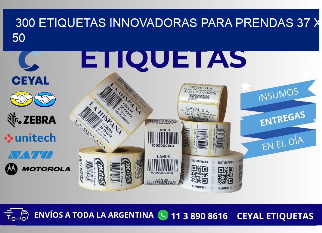 300 ETIQUETAS INNOVADORAS PARA PRENDAS 37 x 50