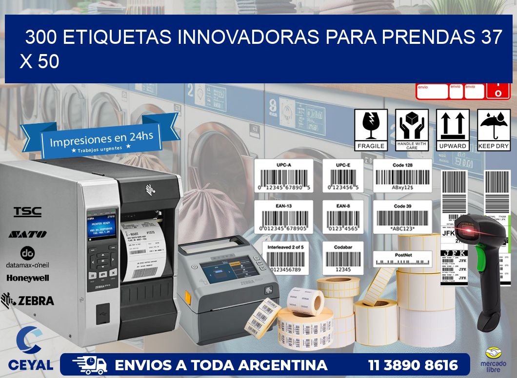 300 ETIQUETAS INNOVADORAS PARA PRENDAS 37 x 50