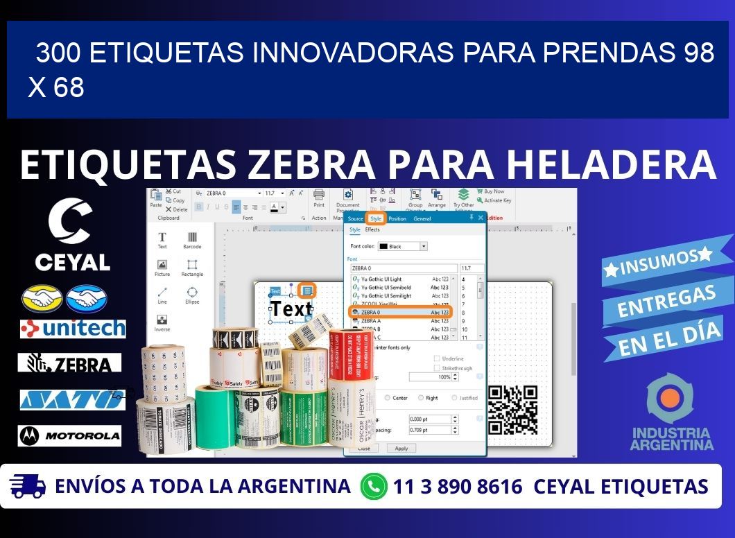 300 ETIQUETAS INNOVADORAS PARA PRENDAS 98 x 68