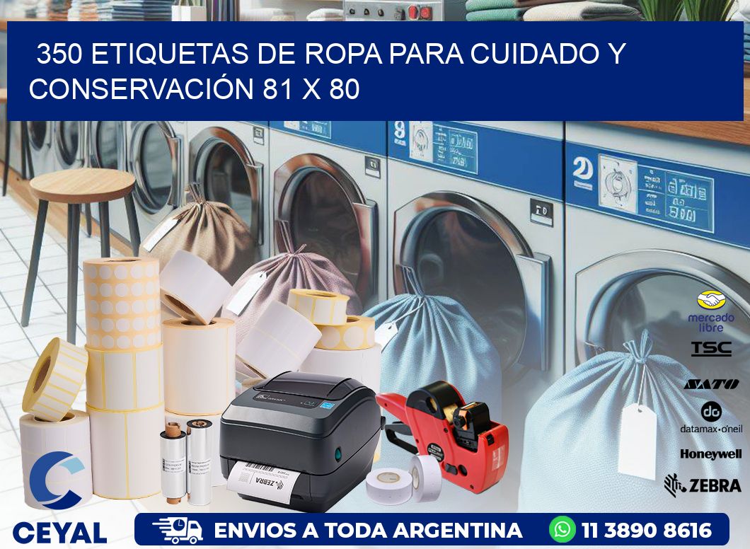 350 ETIQUETAS DE ROPA PARA CUIDADO Y CONSERVACIÓN 81 x 80