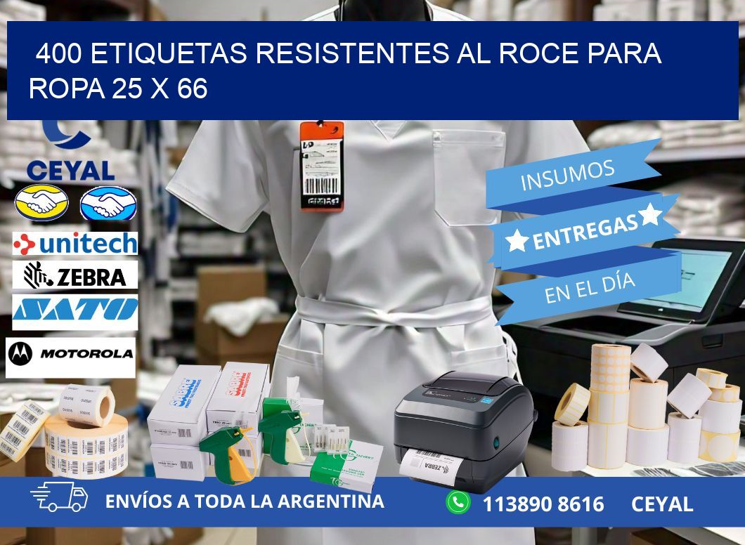 400 ETIQUETAS RESISTENTES AL ROCE PARA ROPA 25 x 66