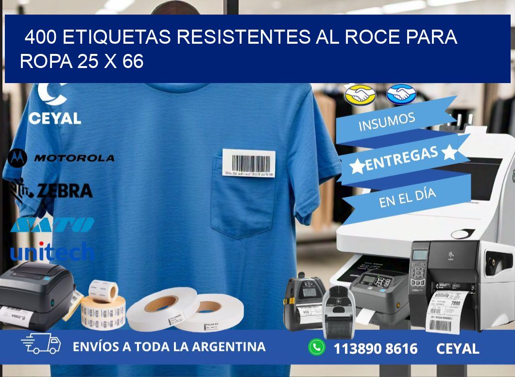 400 ETIQUETAS RESISTENTES AL ROCE PARA ROPA 25 x 66