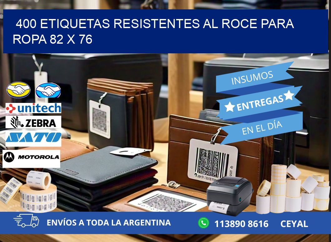 400 ETIQUETAS RESISTENTES AL ROCE PARA ROPA 82 x 76