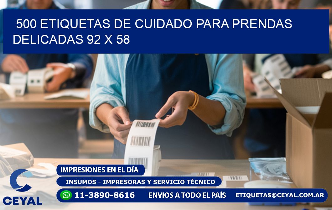 500 ETIQUETAS DE CUIDADO PARA PRENDAS DELICADAS 92 x 58