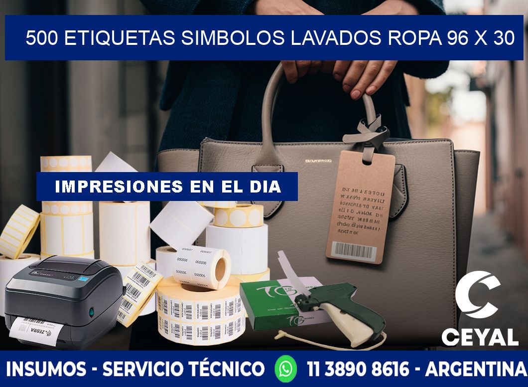 500 ETIQUETAS SIMBOLOS LAVADOS ROPA 96 x 30