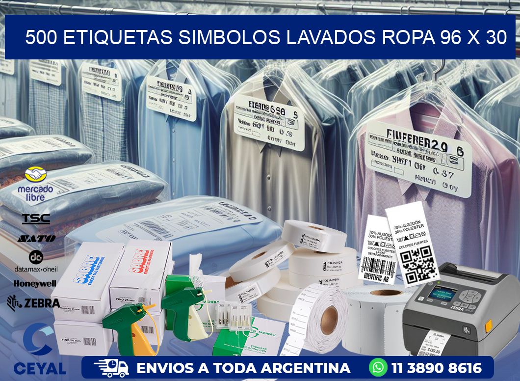 500 ETIQUETAS SIMBOLOS LAVADOS ROPA 96 x 30