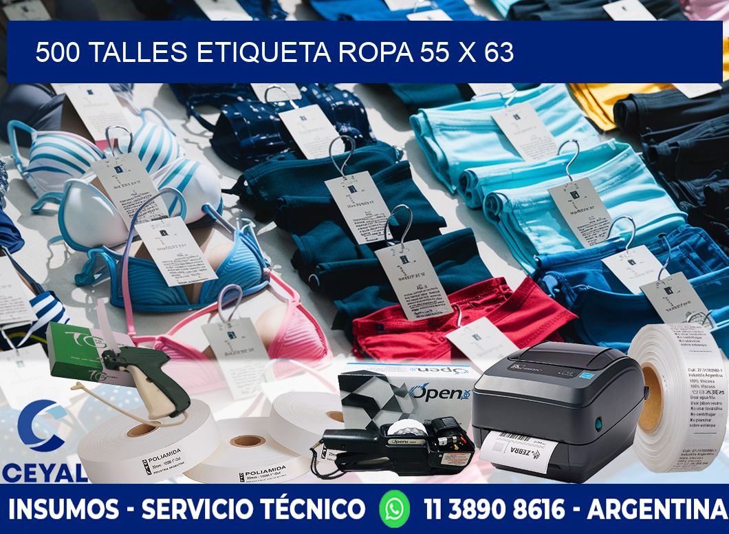 500 TALLES ETIQUETA ROPA 55 x 63