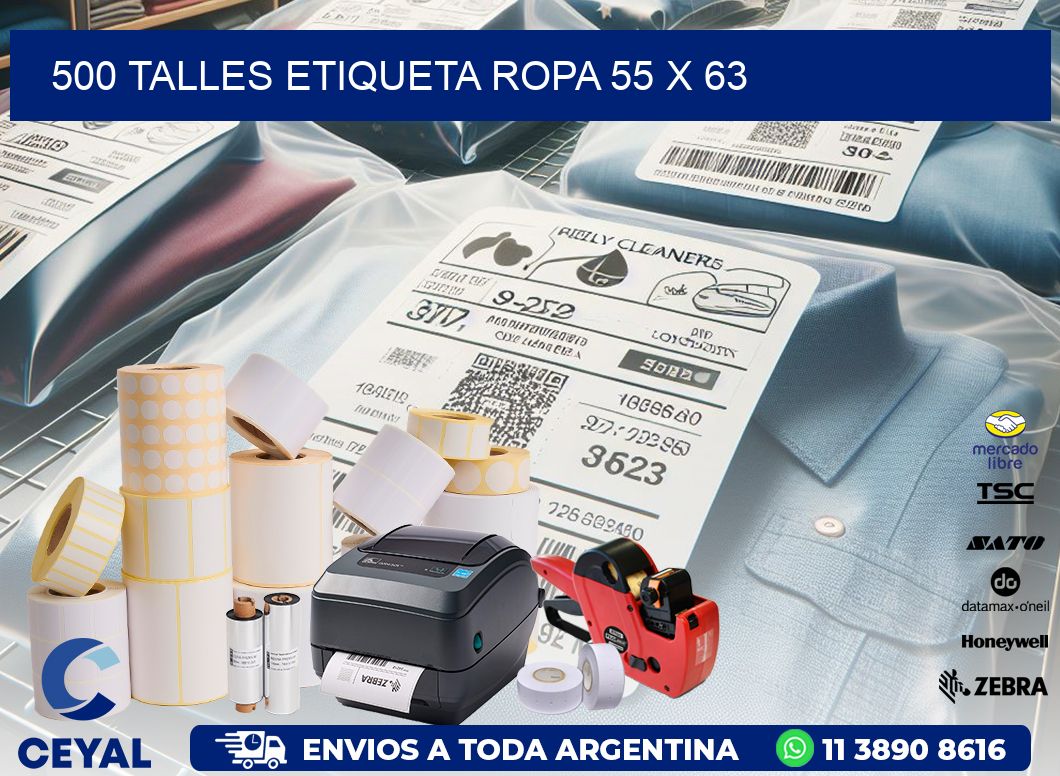 500 TALLES ETIQUETA ROPA 55 x 63