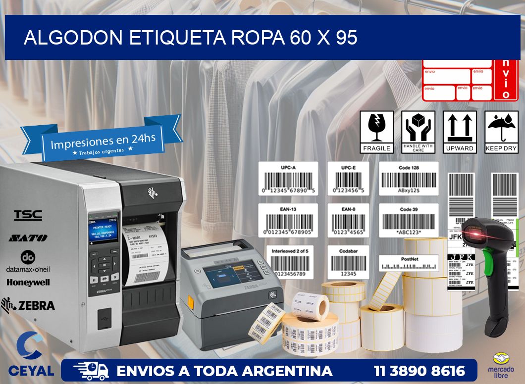 ALGODON ETIQUETA ROPA 60 x 95