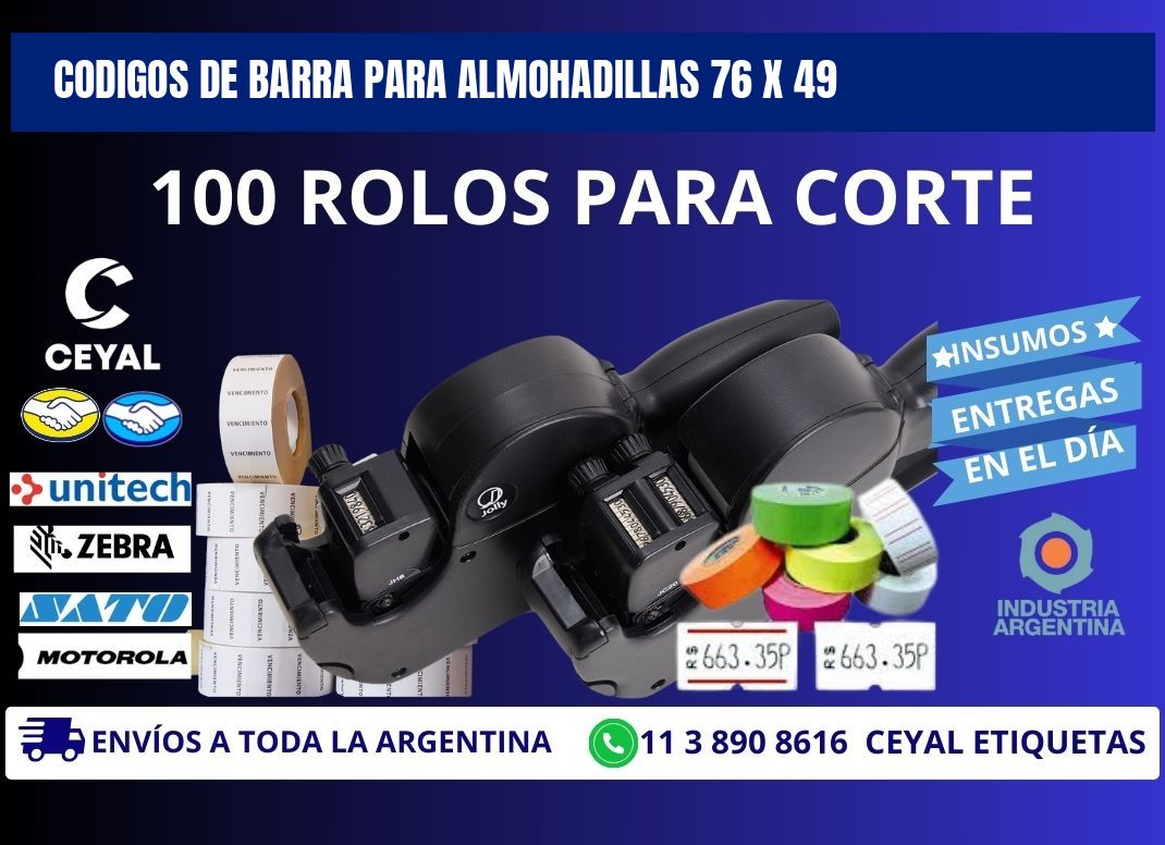 CODIGOS DE BARRA PARA ALMOHADILLAS 76 x 49