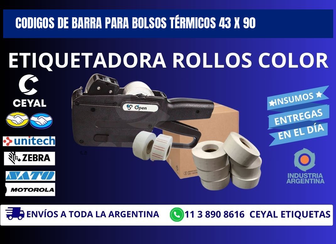 CODIGOS DE BARRA PARA BOLSOS TÉRMICOS 43 x 90