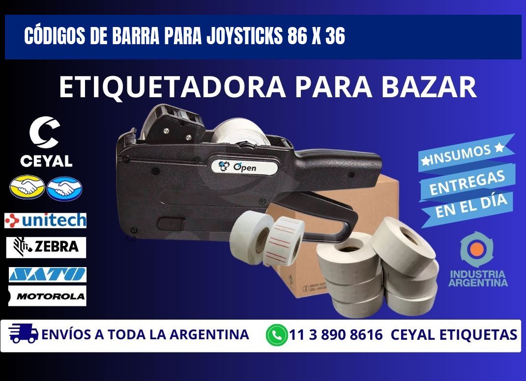 CÓDIGOS DE BARRA PARA JOYSTICKS 86 x 36