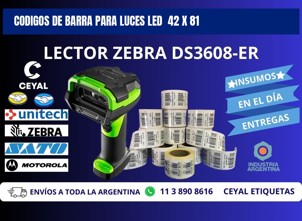 CODIGOS DE BARRA PARA LUCES LED  42 x 81