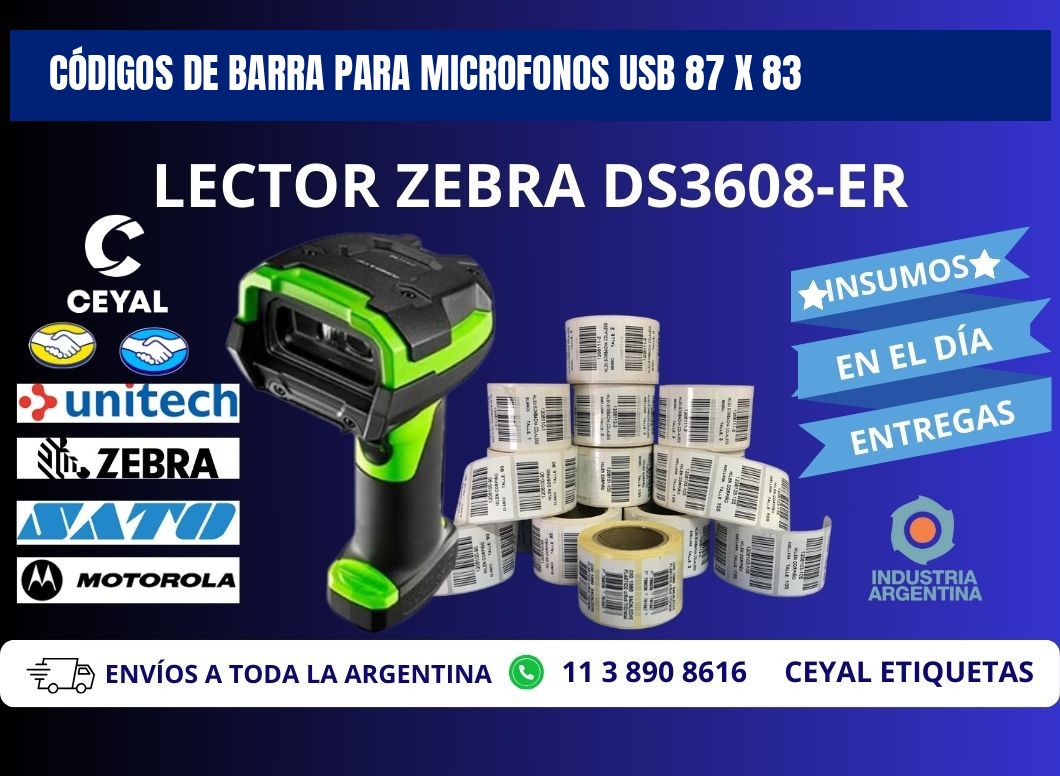 CÓDIGOS DE BARRA PARA MICROFONOS USB 87 x 83