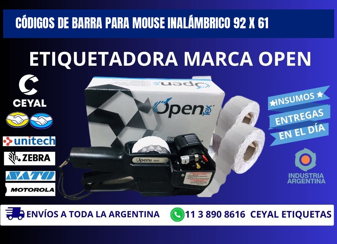 CÓDIGOS DE BARRA PARA MOUSE INALÁMBRICO 92 x 61