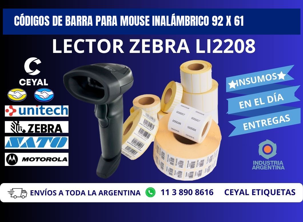 CÓDIGOS DE BARRA PARA MOUSE INALÁMBRICO 92 x 61