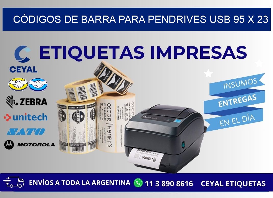 CÓDIGOS DE BARRA PARA PENDRIVES USB 95 x 23