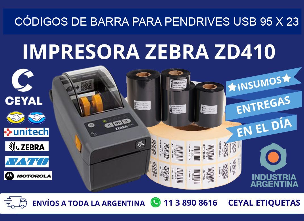 CÓDIGOS DE BARRA PARA PENDRIVES USB 95 x 23