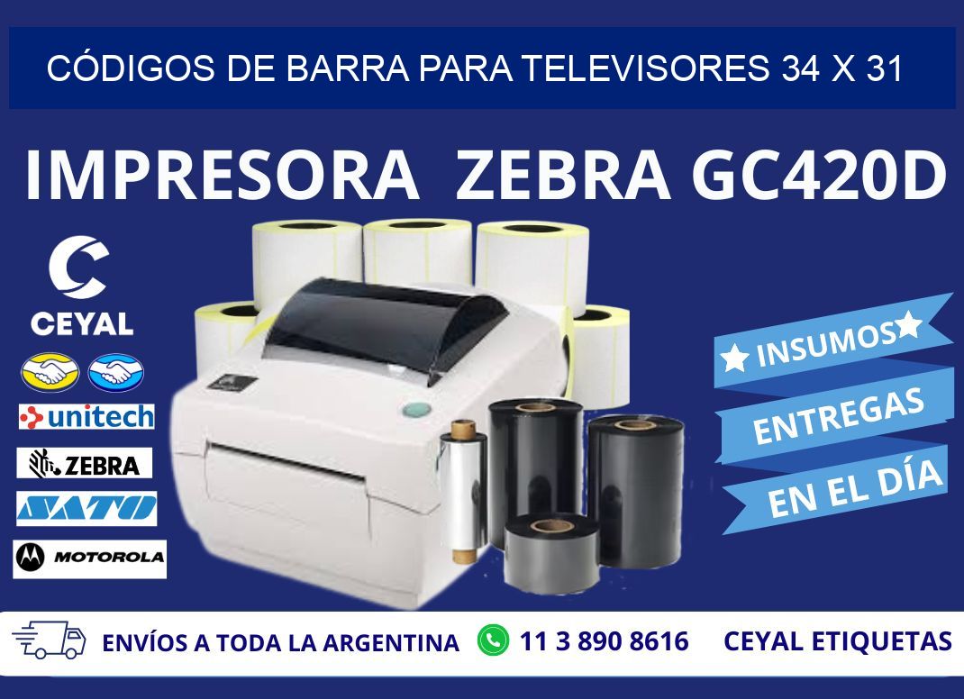 CÓDIGOS DE BARRA PARA TELEVISORES 34 x 31