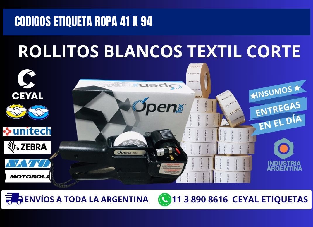 CODIGOS ETIQUETA ROPA 41 x 94