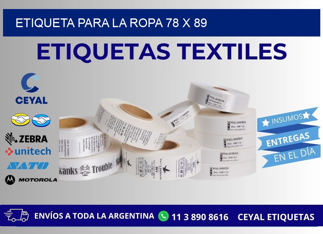 ETIQUETA PARA LA ROPA 78 x 89