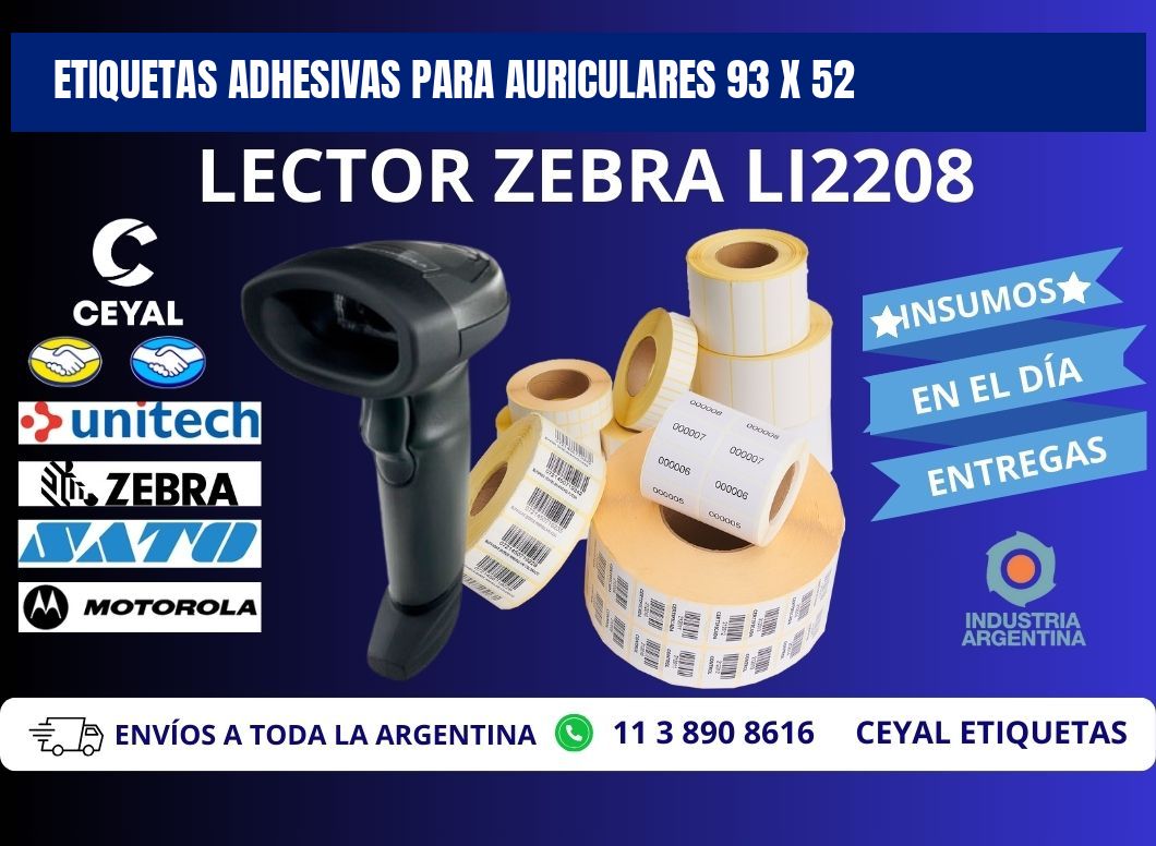 ETIQUETAS ADHESIVAS PARA AURICULARES 93 x 52