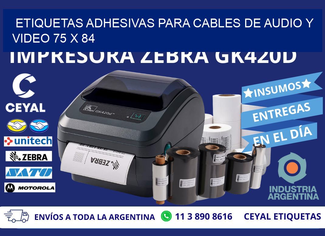 ETIQUETAS ADHESIVAS PARA CABLES DE AUDIO Y VIDEO 75 x 84