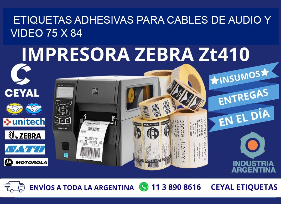 ETIQUETAS ADHESIVAS PARA CABLES DE AUDIO Y VIDEO 75 x 84