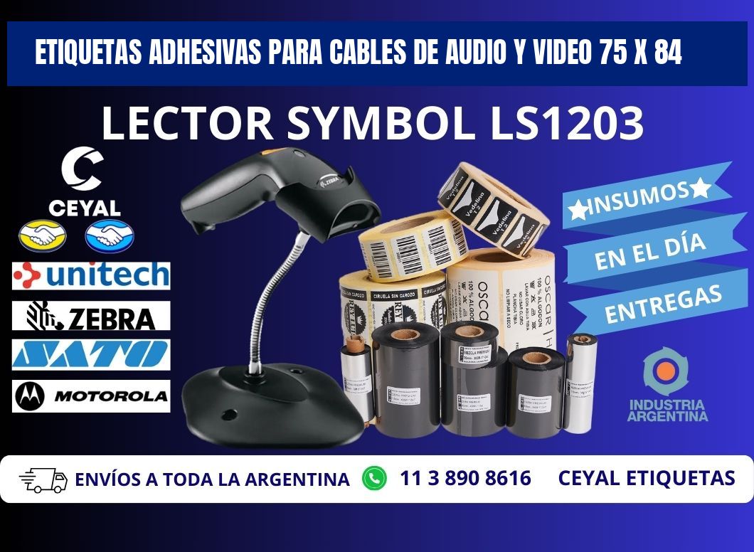 ETIQUETAS ADHESIVAS PARA CABLES DE AUDIO Y VIDEO 75 x 84