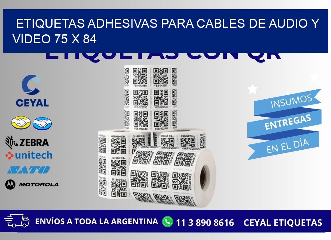 ETIQUETAS ADHESIVAS PARA CABLES DE AUDIO Y VIDEO 75 x 84