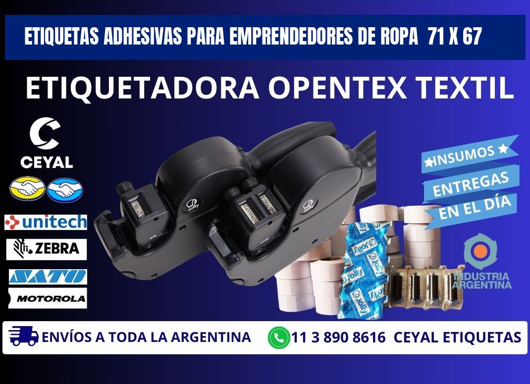 ETIQUETAS ADHESIVAS PARA EMPRENDEDORES DE ROPA  71 x 67