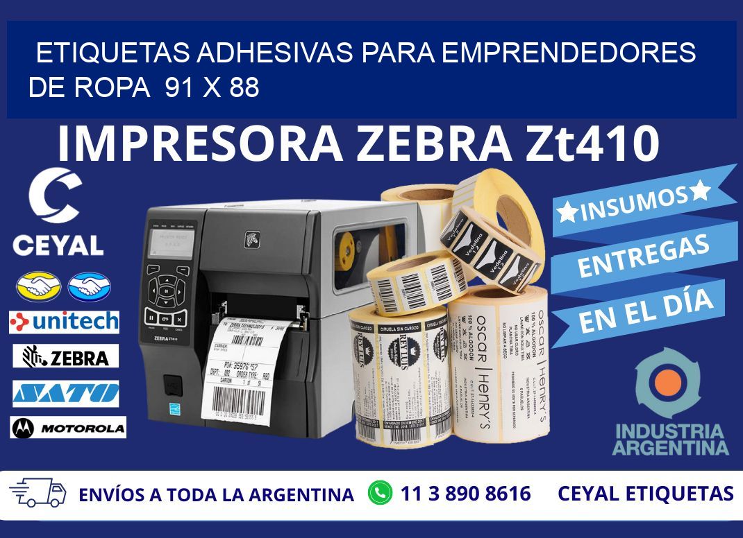 ETIQUETAS ADHESIVAS PARA EMPRENDEDORES DE ROPA  91 x 88