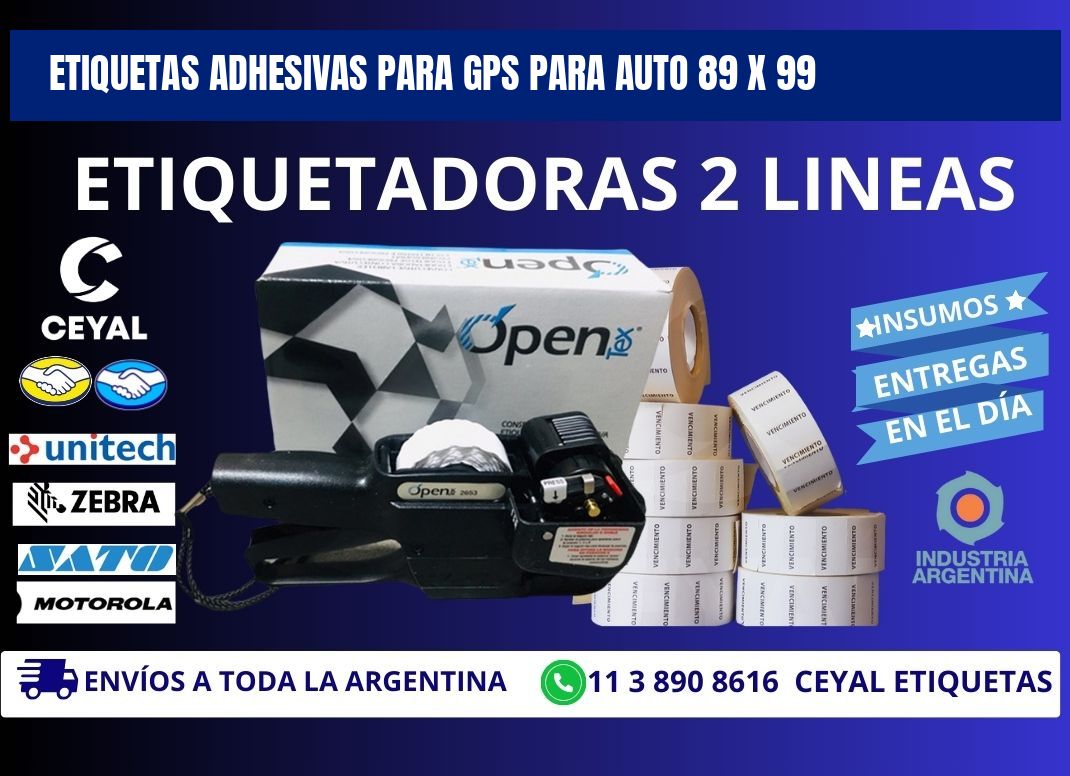 ETIQUETAS ADHESIVAS PARA GPS PARA AUTO 89 x 99